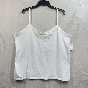 Simply Emma Lace Trim Cami Womens 2X White Tank Top Y2K Style
